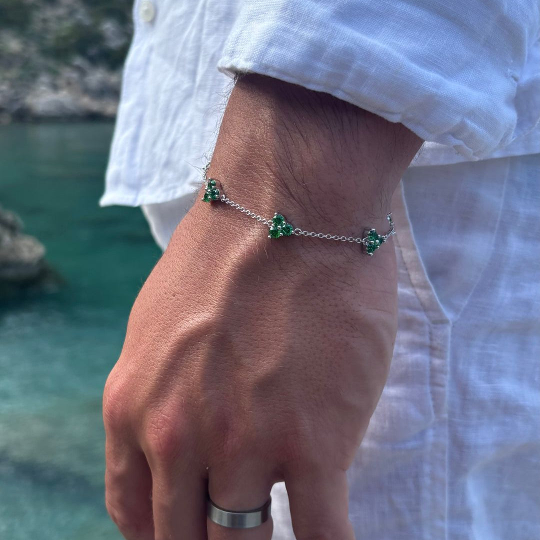 GREEN CLOVER BRACELET | Silver