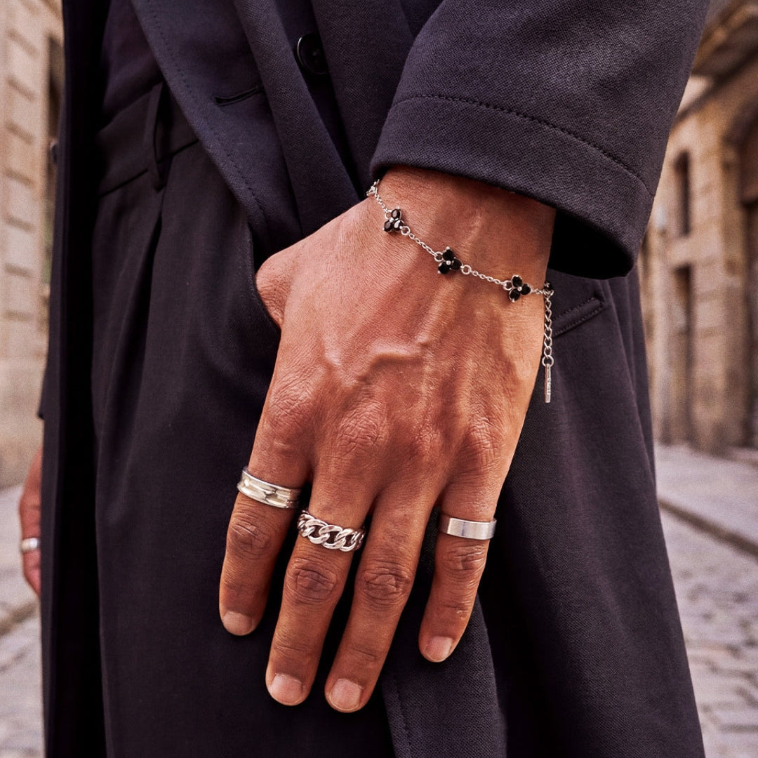 MIDNIGHT CLOVER BRACELET | Silver