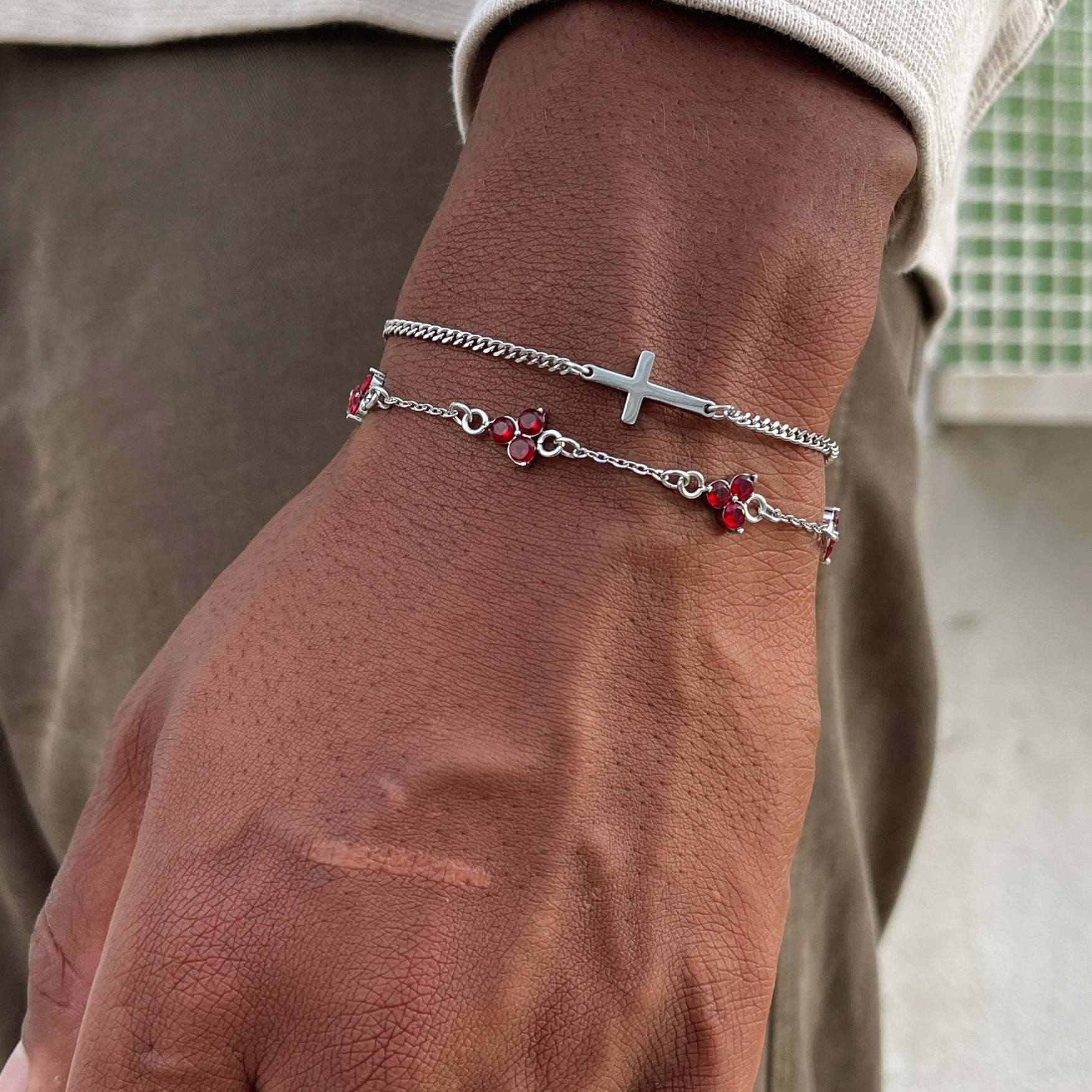 RED CLOVER BRACELET | Silver